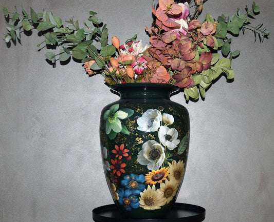 Vaas Donkere bloemen  groot