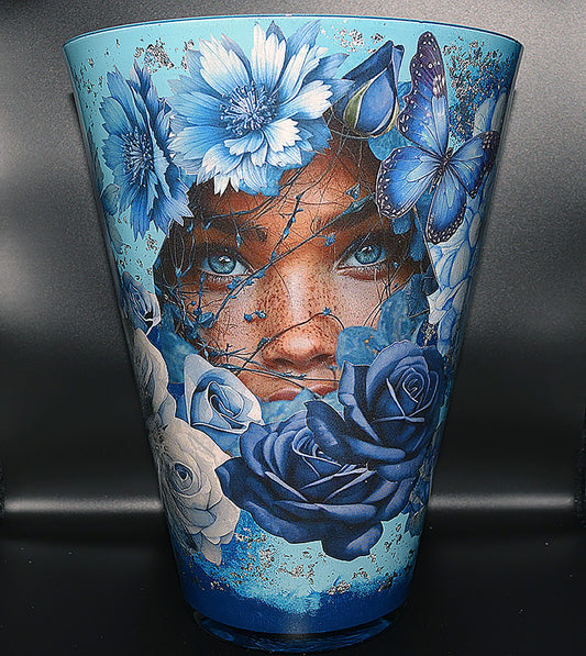 Vaas Vrouw in blauwtinten